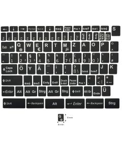 N10 Key stickers - German - large kit - black background - 13:10mm