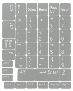 N48 Keyboard Stickers - Light Gray Background - Medium Set - 12.5mm x 10.5mm