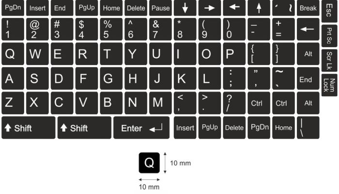 N2 Key stickers - big kit - black background - 10:10mm