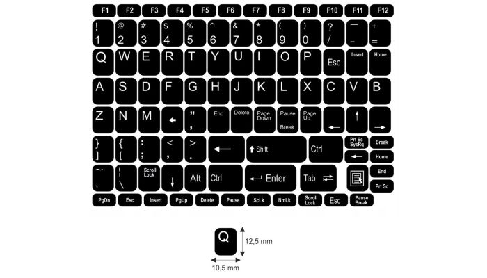 N1 Key stickers - big kit - black background - 12,5:10,5mm