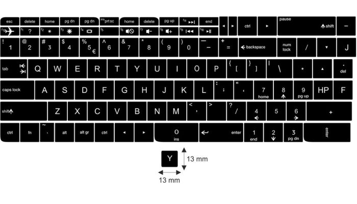 N11 Key stickers HP - big kit - black background - 13:13mm