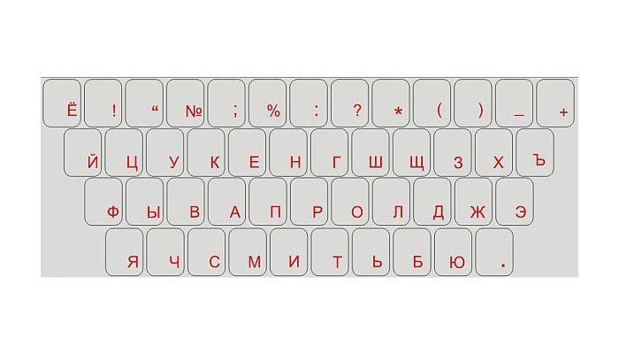 Cyryllic key stickers (Russian) - red font