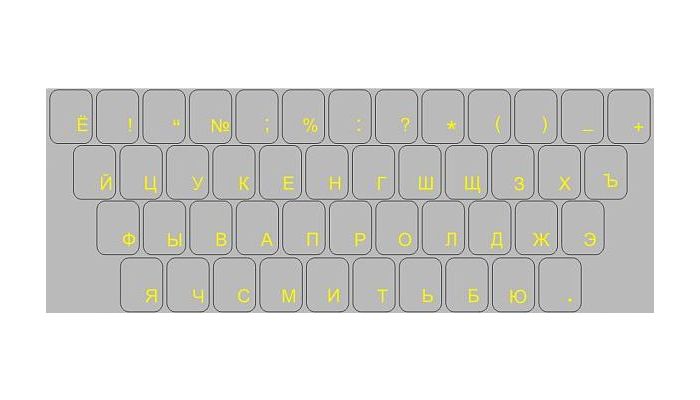 Cyryllic key stickers (Russian) - yellow font