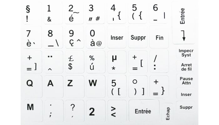 N22 Key stickers - French - large kit - white background - 13:10mm