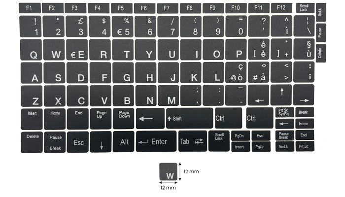 N9 Key stickers - Italian - big kit - black background - 12:12mm